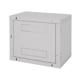 Rack de perete Triton sectiune simpla 15U 600mm adancime usa sticla panouri laterale fixe sectiuni ventilatie activa, sectiuni acces cabluri sus/jos/spate securizare cu cheie, 1 pereche montanti reglabili IP30 gri
