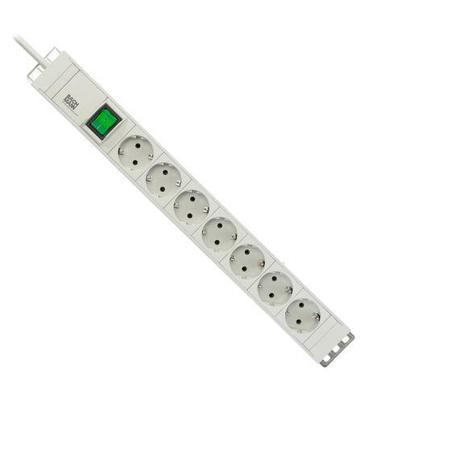 Bachmann IT  PDU 7x prize Schuko, 1x Switch, 2-pole, illuminated , in Schuko, impamantare, intrerupator, lungime cablu 2 metri, RAL 7035, PVC, alb