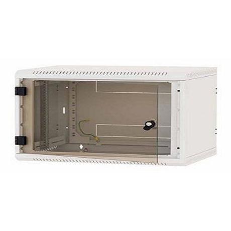 Rack de perete Triton seciune simpla 4U 600mm adancime usa sticla panouri laterale fixe sectiuni ventilatie activa, sectiuni acces cabluri sus/jos/spate securizare cu cheie, 1 pereche montanti reglabili IP30 negru