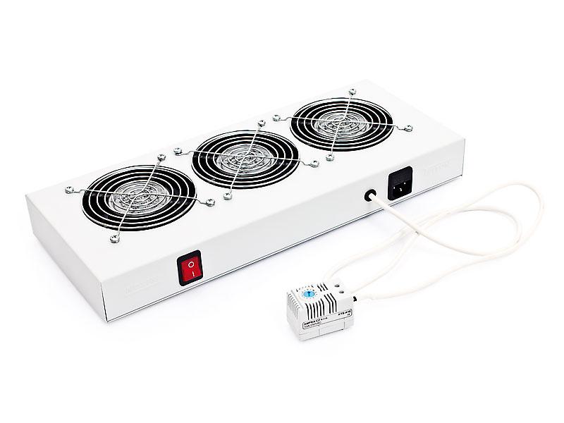 Panou ventilatie Triton pentru rackuri tip RUA si RBA,19, 2 ventilatoare 230V/60W cu termostat bimetalic, flux axial, gri