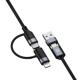 Cablu 4in1 Tellur 3A, 2xType-C, Lightning, USB, 1m, negru