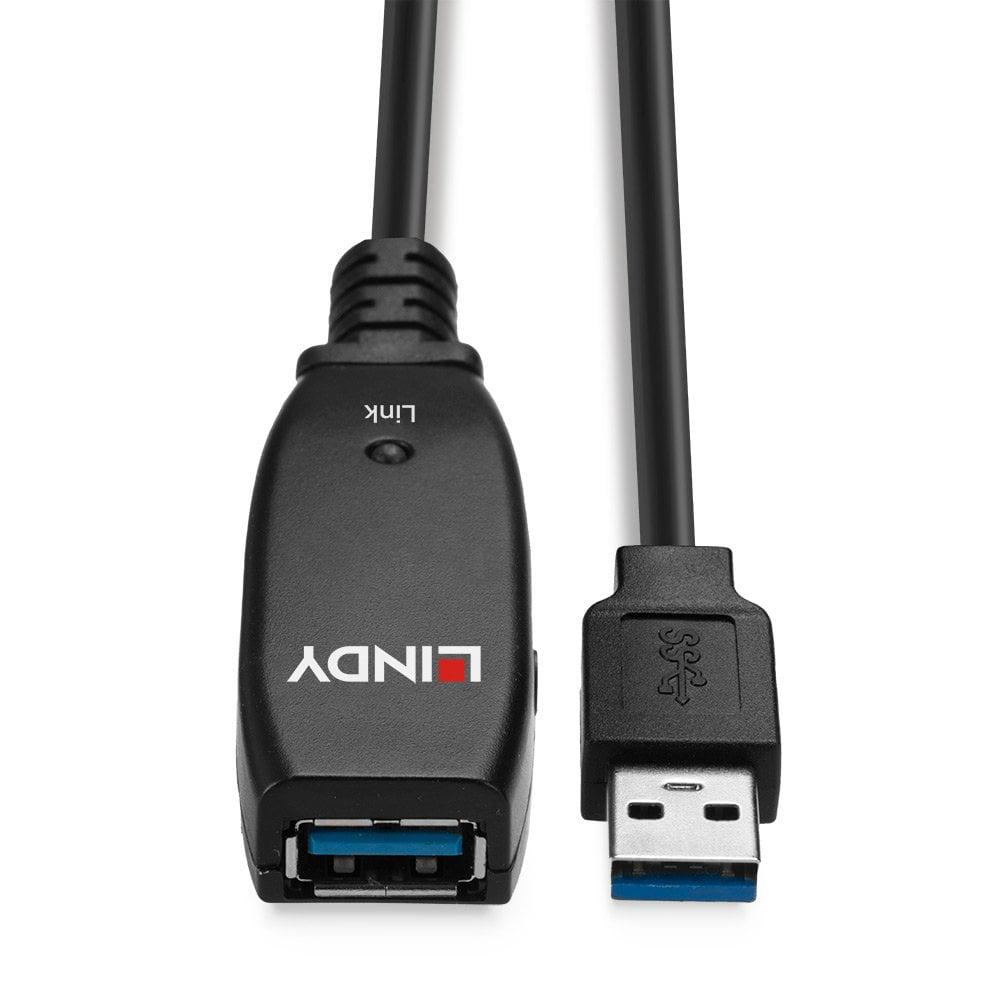 Cablu Lindy 15m USB 3.0 Active Extension Slim, negru