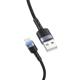 Cablu USB to Lightning cu LED, nailon, 3A, 1.2m, negru