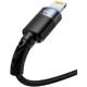 Cablu USB to Lightning cu LED, nailon, 3A, 1.2m, negru