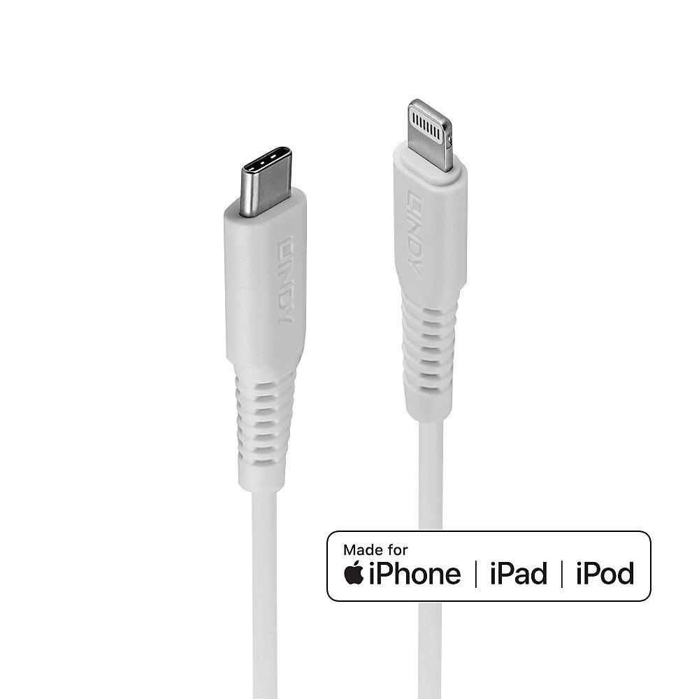 Cablu Lindy 2m USB C 2.0 to Lightning, alb