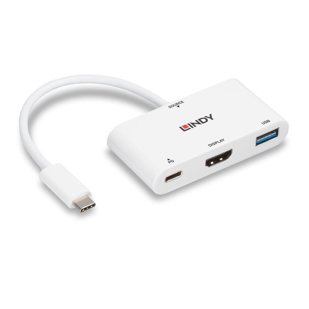 Adaptor Lindy LY-43340, USB Type C to HDMI with USB Type A port and Power Delivery, alb