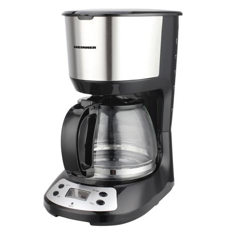 Cafetiera digitala Heinner Black Chatt HCM-D750GCSS, 750W, 1.25L, LCD, Timer, Negru/Inox
