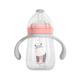 Pachet 3 in 1 cana 260 ml tritan cu 3 accesorii diferite pentru baut : tetina biberon, cioc , pai, dark pink, U-Grow