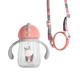 Pachet 3 in 1 cana 260 ml tritan cu 3 accesorii diferite pentru baut : tetina biberon, cioc , pai, dark pink, U-Grow