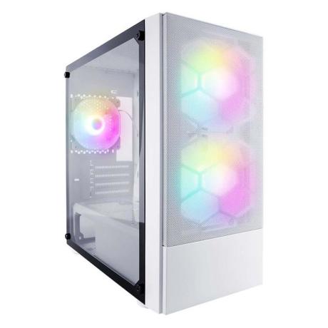 Case X4-M(M-ATX)  WHITE, FRONT PANEL:METAL MESH COVER LEFT SIDE PANEL:TEMPERED GLASS" Front: 2*14cm RGB fan, F1-PLUS-W 14cm fan 4PIN(Molex) Rear: 1*12cm RGB fan,F1-W 12cm fan 4PIN(Molex)