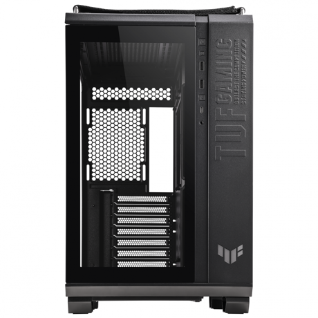 Carcasa Asus GT502 TUF GAMING black  Case Size Mid Tower Motherboard Support ATX Micro-ATX Mini-ITX Drive Bays 4 x 2.5"/3.5" Combo Bay Expansion Slots 8 3 (additional vertical) Front I/O Port 1 x headphone / Microphone 2 x USB 3.2 Gen1 1 x USB 3.2 Gen2 Type C LED Control Button Tempered Glass Front