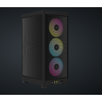 Carcasa Corsair 2000D Airflow RGB Mini-ITX, panou tempered glass, 3x 2.5" drive bays, dimensiune 458x271x200, negru