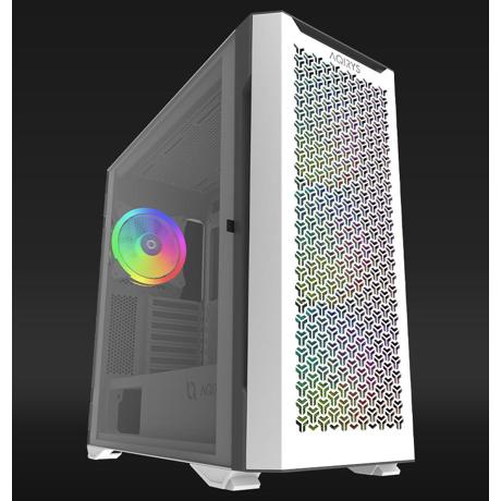 Carcasa Aqirys Aquilla Midi Tower White  TECHNICAL DATA Case type: Midi Tower Materials: Tempered Glass with hinge(left side panel), 0.9 mm SPCC steel, ABS, Metal mesh M/B support: Mini-ITX, Micro-ATX, ATX, E-ATX PSU support: ATX, 175 mm maximum length (bottom installation) VGA support: 395 mm