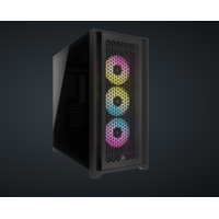 Carcasa Corsair iCUE 5000D RGB Airflow Mid Tower ATX, 3 ventilatoare incluse 120mm, 4x 3.5" drive bays, 2x 2.5" drive bays, dimensiune 520x520x245mm, negru