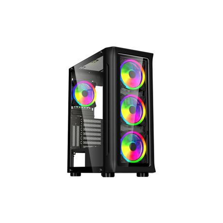 CARCASA SPACER – gaming, Middle Tower, ATX, „SHIELD", fara sursa, sticla securizata, 4 x ARGB fan, HUB, telecomanda, USB 3.0 x 1, USB 2.0 x 2, HD-AUdio, Jack 3.5mm x 2