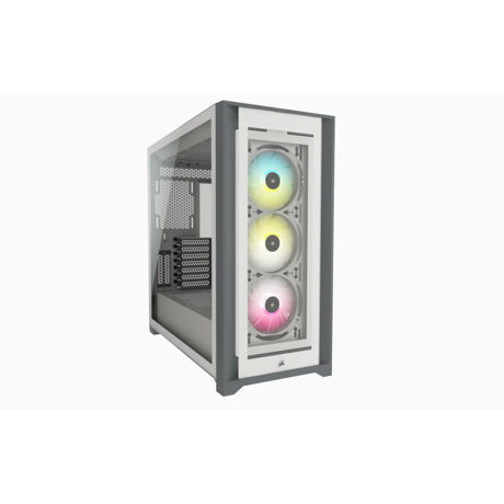Carcasa Corsair iCUE 5000X RGB Tempered Glass Mid-Tower ATX PC Smart Case — White  Case Dimensions 520mm x 245mm x 520mm Maximum GPU Length 400 Maximum PSU Length 250 Maximum CPU Cooler Height 170 Expansion Slots 7 vertical + 2 horizontal Case Drive Bays (x2) 3.5in (x4) 2.5in Form Factor MID TOWER