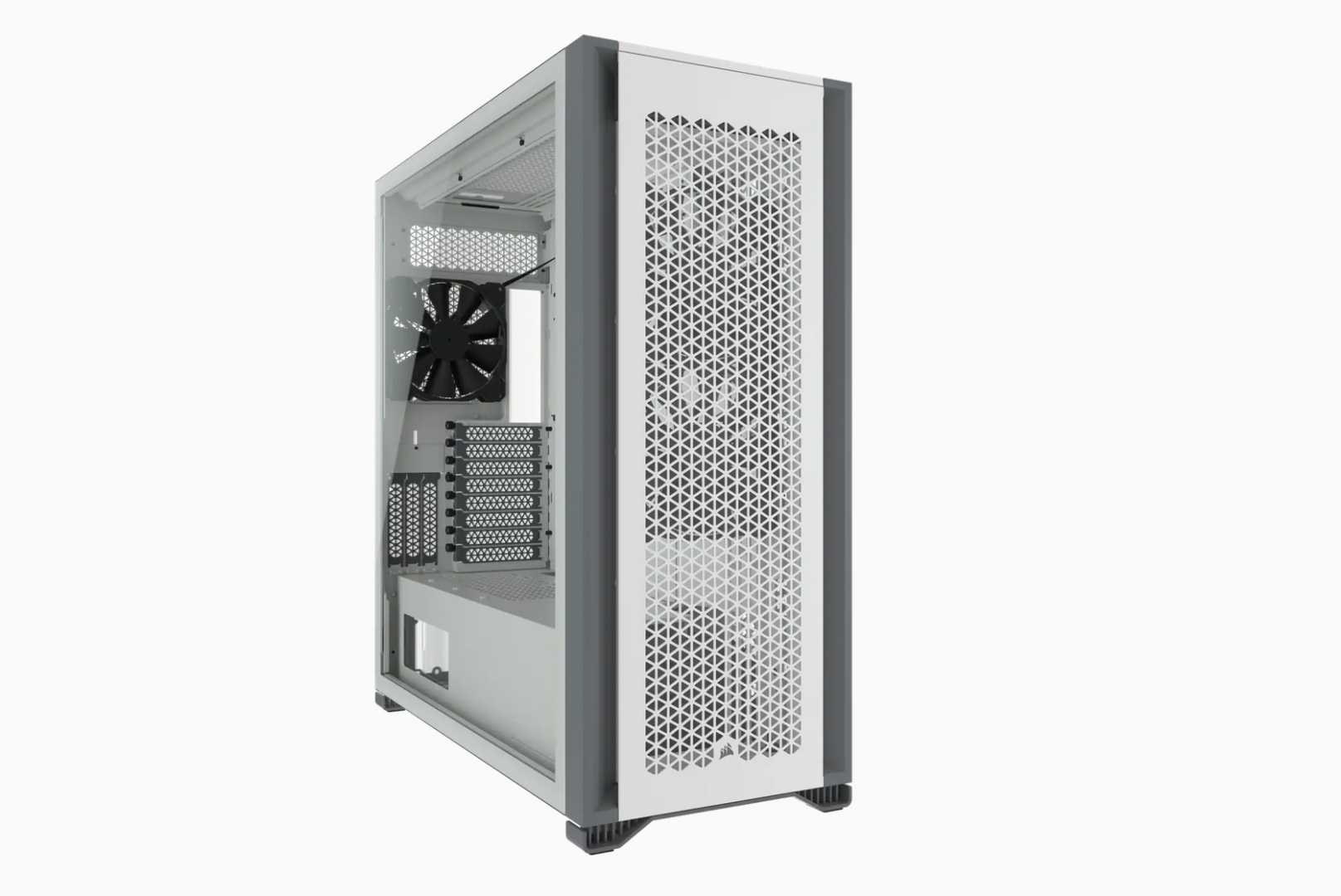 Carcasa Corsair 7000D AIRFLOW Full-Tower ATX PC Case — White  Maximum GPU Length 450 mm Maximum PSU Length 225 mm Maximum CPU Cooler Height 190 mm Expansion Slots 8 horizontal + 3 vertical Case Drive Bays (x6) 3.5in (x4) 2.5in Form Factor FULL TOWER Case Windowed Tempered Glass Case Warranty 2 Year
