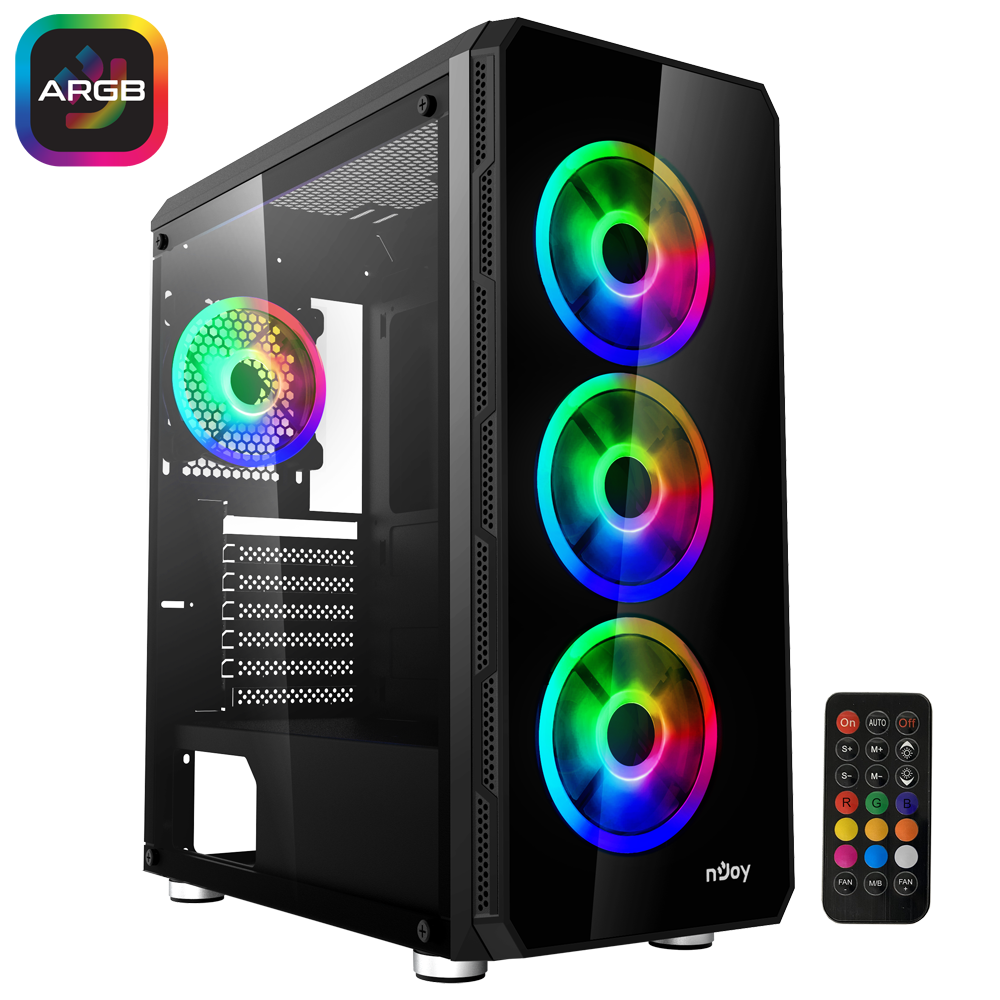 Carcasa nJoy Arena, Middle Tower, ATX, fara sursa, black