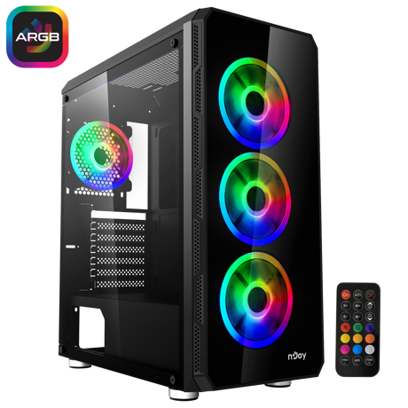Carcasa nJoy Arena, Middle Tower, ATX, fara sursa, black