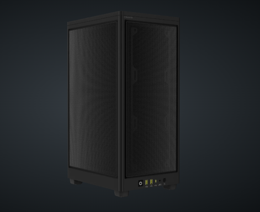 Carcasa Corsair 2000D Airflow Mini-ITX, panou tempered glass, 3x 2.5" drive bays, dimensiune 458x271x200, negru