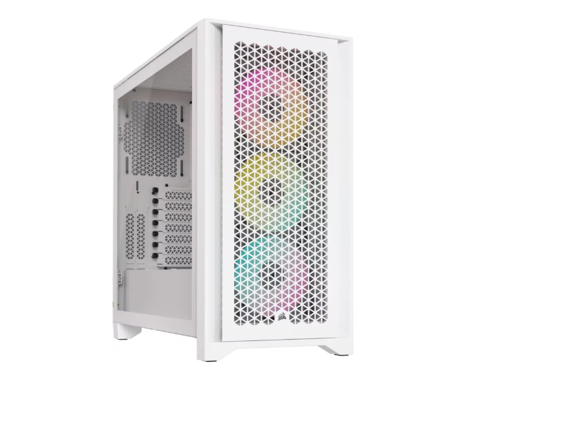 Carcasa Corsair iCUE 4000D RGB Airflow Mid Tower ATX, 3 ventilatoare incluse 120mm, 2x 3.5" drive bays, 2x 2.5" drive bays, dimensiune 466x453x230mm, alb
