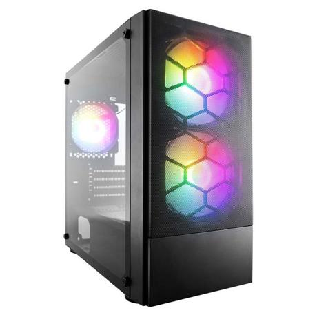 Case X4-M(M-ATX)  BLACK, FRONT PANEL:METAL MESH COVER LEFT SIDE PANEL:TEMPERED GLASS" Front 2*14cm RGB fan, F1-PLUS 14cm fan 4PIN(Molex) F1 12cm fan 4PIN(Molex) (2top ,1rear)
