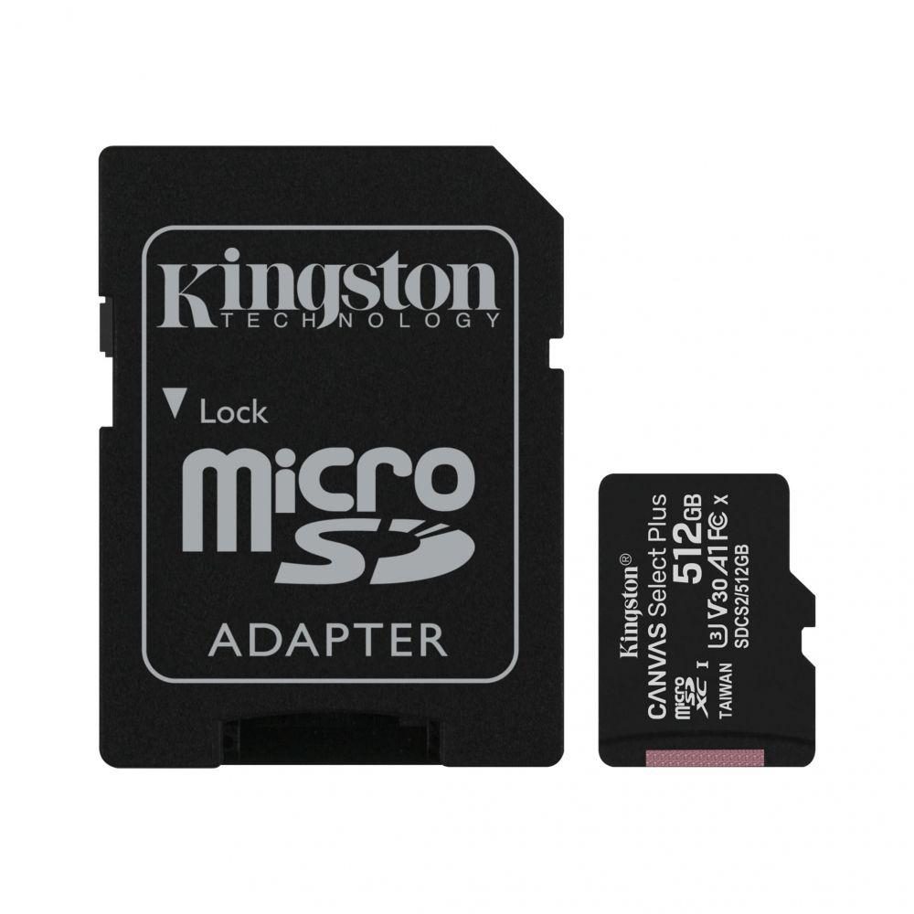 Card de Memorie MicroSD Kingston Select Plus, 512GB, Adaptor SD, Class 10