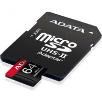 Card de Memorie MicroSD ADATA, 64GB, Adaptor SD, Class 10