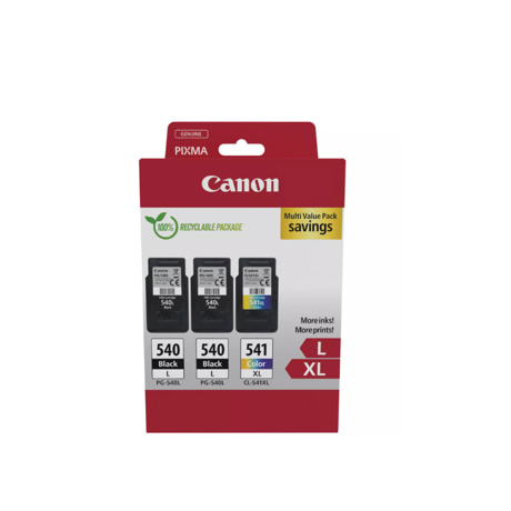Canon pachet cartuse cearneala PG-540L X2 /CL-541XL MULTIPACK, capacitate negru: 2 X 300 pagini/11ml, Color: 400 pagini / 15ml, Compatibil cu: PIXMA GM2050, PIXMA MG2140, PIXMA MG2150, PIXMA MG2155, PIXMA MG2250, PIXMA MG3140, PIXMA MG3150, PIXMA MG3250, PIXMA MG3550, PIXMA MG3650, PIXMA MG3650S