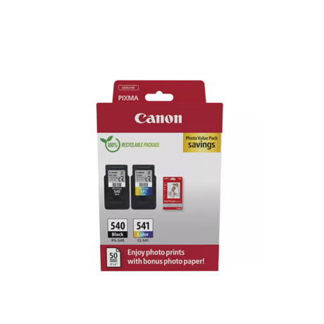 Canon pachet cartuse cearneala PG-540 /CL-541 Photo value pack, capacitate negru: 180 pagini/8ml, Color: 180 pagini / 8ml, Compatibil cu: PIXMA MG2140, PIXMA MG2150, PIXMA MG2155, PIXMA MG2250, PIXMA MG3140, PIXMA MG3150, PIXMA MG3250, PIXMA MG3550, PIXMA MG3650, PIXMA MG3650S, PIXMA MG4250, PIXMA