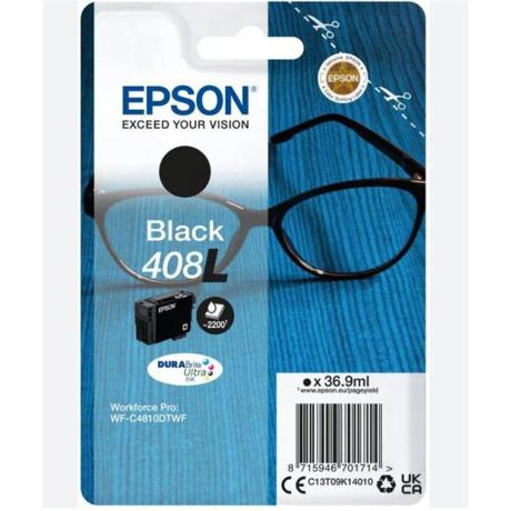 Cartus cerneala Epson 408l Ink Tank, Black, DURABrite Ultra ink,capacitate 36.9ml, 2.2k pagini, pentru WorkForce Pro WF-C4810DTWF.