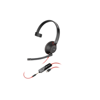 Poly Blackwire 5210 Monaural USB-C Headset +3.5mm Plug +USB-C/A Adapter