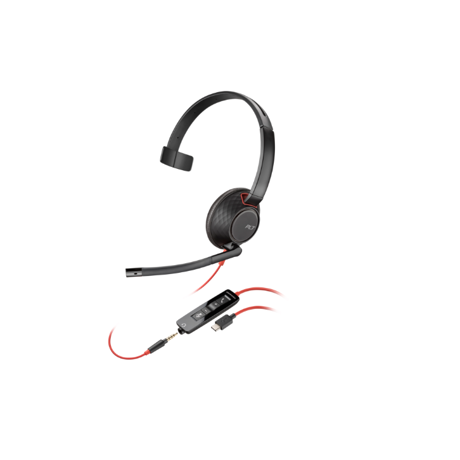 Poly Blackwire 5210 Monaural USB-C Headset +3.5mm Plug +USB-C/A Adapter