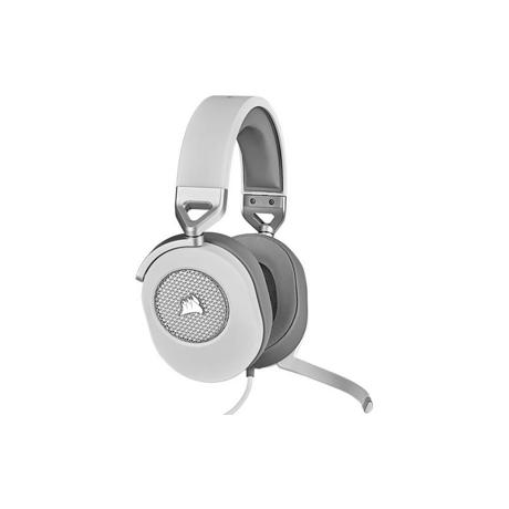 Casti Gaming cu microfon Corsair HS65 Surround, Dolby Audio 7.1, Over- head, 20Hz - 20 kHz, 32k Ohms @ 1 kHz, Lungime cablu: 1.8m, adaptor 3.5mm la USB, alb