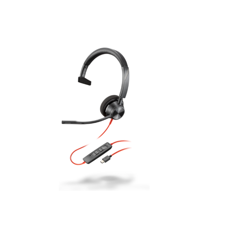 Poly Blackwire 3310 Monaural USB-C Headset +USB-C/A Adapter