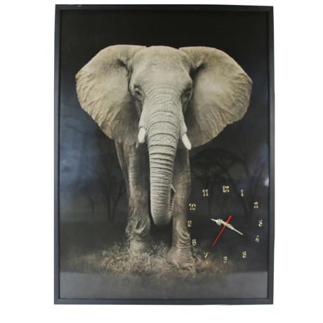 Tablou Cu Ceas Inramat Heinner 70x100 Cm Elefant