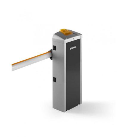 Bariera electromecanica auto Beninca EVA7, (receptor radio incorporat), permite instalarea unui brat de maxim 7 metri, recomandata pentru uz intensiv, alimentare la 220V, alimentare motor 24Vdc, viteza de operare: 3.5-6 secunde, loc pentru montare fotocelula in bariera, lampa integrata in bariera (