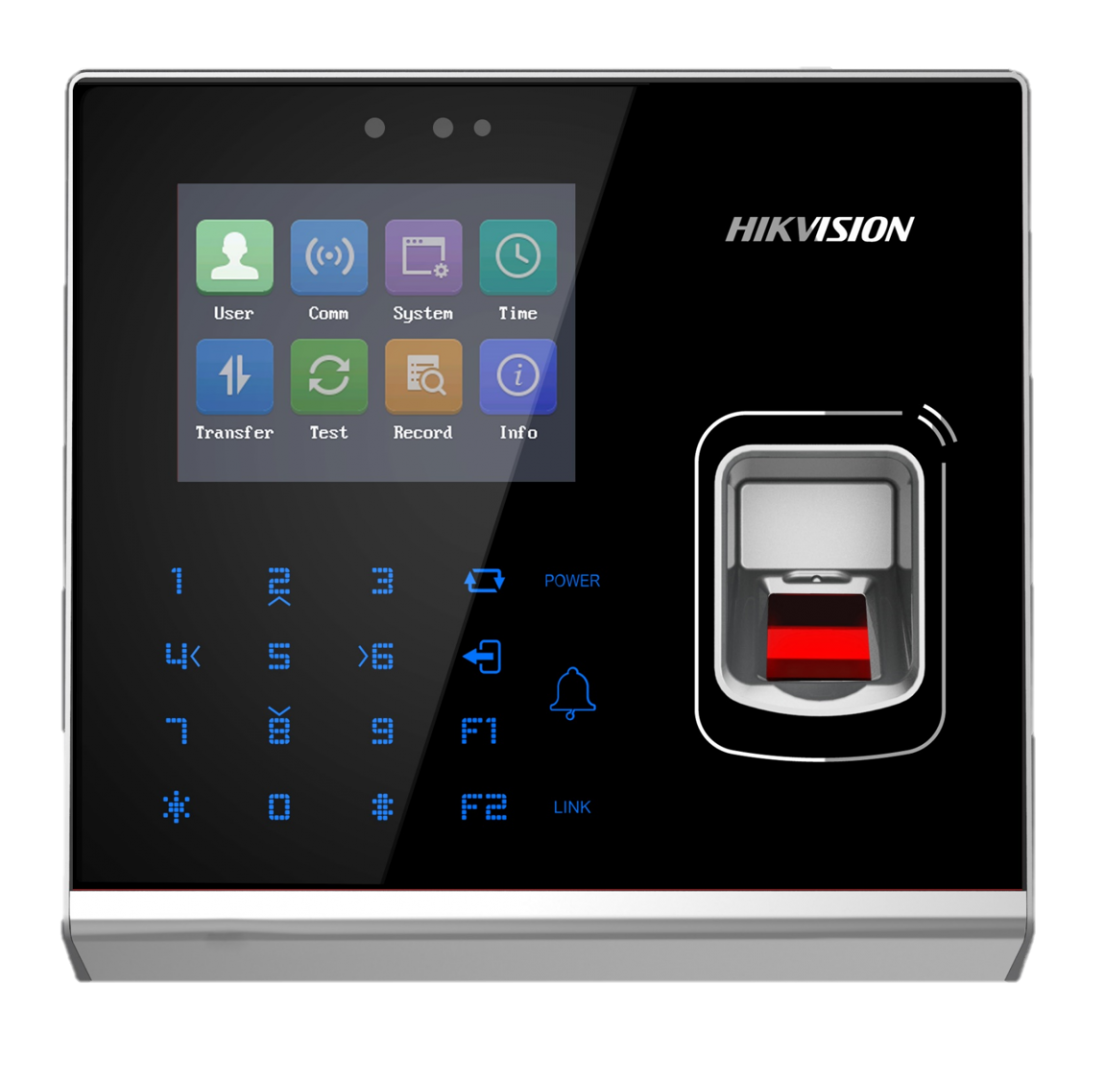 Cititor control access standalone cu cititor de amprenta Hikvision Pro Series DS-K1T201AMF, capacitate amprente: 5000, capacitate carduri Mifare: 100000, capacitate evenimente: 300000, distanta citire card: 0 la 5 cm suporta RS-485 and Wiegand (26/34), ecran LCD 2.8 inch, suporta ISUP5.0 protocol