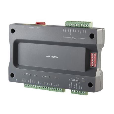 Master controler pentru lift Hikvision DS-K2210, management pana la 128 de etaje, 20000 carduri si 50000 evenimente, suporta  pana la 2 cititoare RS-485 sau 2 cititoare Wiegand, comunicare: TCP/IP si RS-485, configurare si management via web sau software client, functii de watchdog si tamper, input