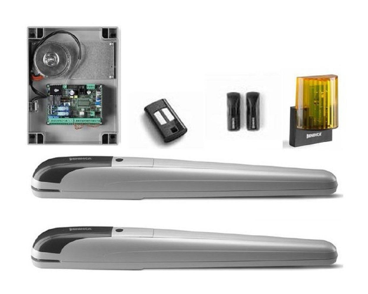Kit automatizare pentru porti batante KBOB50M Beninca, kitul contine 2xbrate electromecanice KBOB50M 220V, 1 x unitate control Heady cureceptor inclus, 1 x set fotocelule PUPILLA , 1 x lampasemnalizareLAMPI.LED, 1 x telecomanda, temperatura de functionare -20°C/ +50°C.Serecomanda instalarea pentru