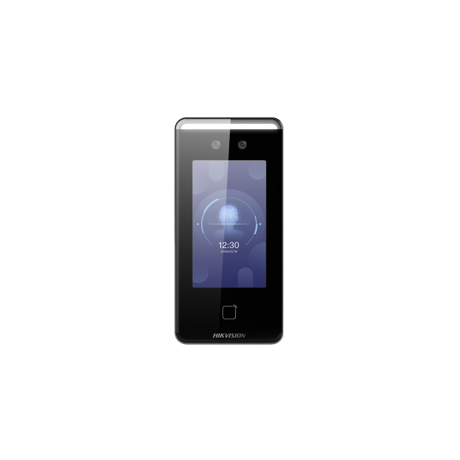 Terminal de access control cu recunoastere faciala si amprenta Hikvision DS-K1T341AM-S, capacitate de stocare: 1500 memorie faciala, 1500 carduri(Mifare), 1500 amprente si 150,000 evenimente, distanta recunonoastere faciala 0.3 m la 1.5 m, durata recunoastere faciala: ＜ 0.2 s/User, rata de