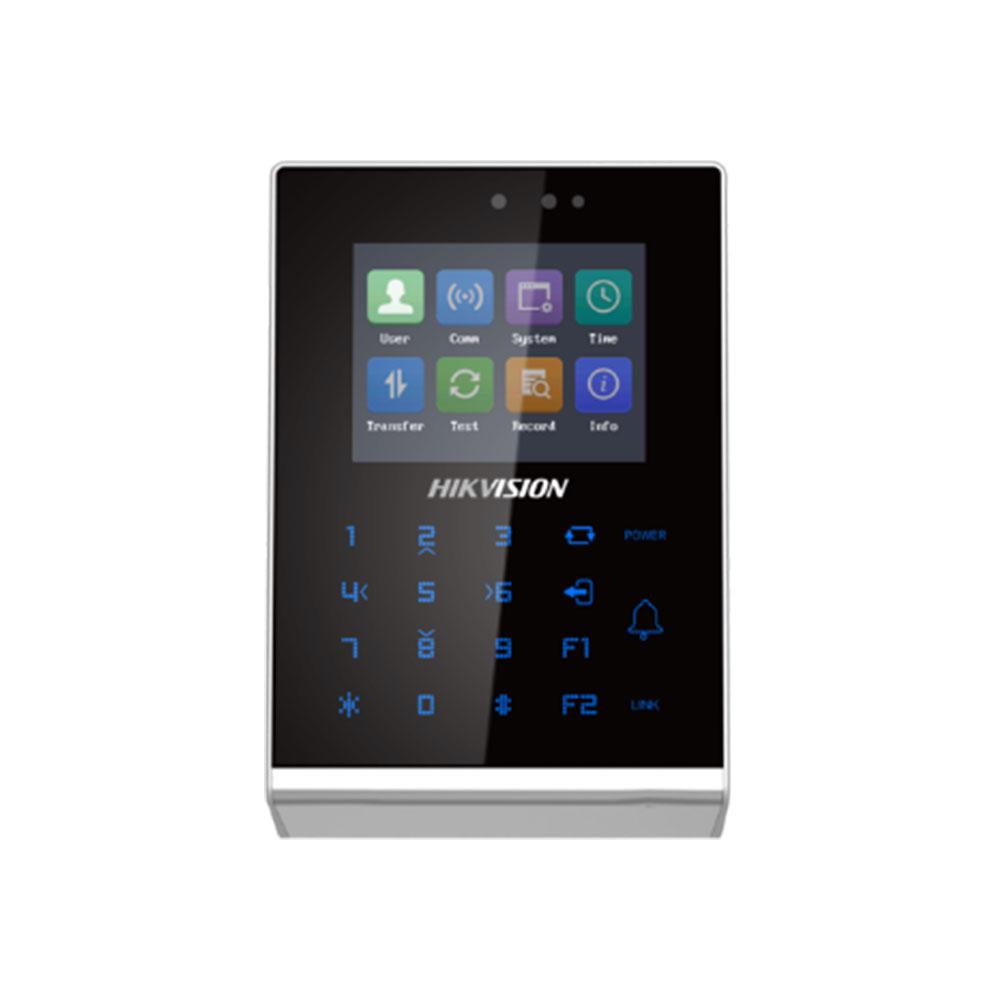 Cititor control access stand-alone Hikvision Pro Series DS-K1T105AM, capacitate carduri Mifare: 100000, capacitate evenimente: 300000, distanta citire card: 0 la 5 cm,  suporta RS-485 and Wiegand (26/34), ecran LCD 2.8 inch, suporta  ISUP protocol, comunicare via wired network (TCP/TP) si Wi-Fi