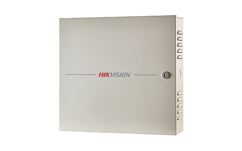 Centrala control acces Hikvision 4 usi ( 4 x cititoare Wiegand sau 8 x cititoare RS485), DS-K2604T; Compatibilitate cititoare: 4 x Wiegand sau 8 x RS485; Capacitate de stocare: 100,000 cartele si 300,000 evenimente; Intrari: 4 alarm input, Door Magnetic x4, Door Switch x4, Case Input x8