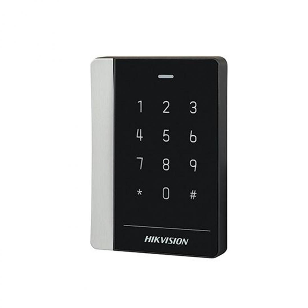 Cititor de carduri si tastatura Hikvision DS-K1102AEK, Pro series, suporta caduri EM frecventa: 125 KHz, conectivitate: RS-485 si  protocol Wiegand (W26/ W34), distanta de citire: ≤ 50 mm, LED stare,12 taste, beeper, Watchdog, alimentare: 12 VDC, dimensiuni: 121 mm × 86.5 mm × 14 mm, IP64, greutate