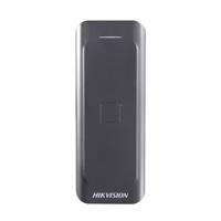 Card reader Hikvision, DS-K1802M; Reads Mifare 1 card; Card Reading Frequency: 13.56MHz; Processor: 32-bit; Reading Range: ≤50mm (≤1.97"); Supports Wiegand(W27/W35) protocol, Dust-proof, IP 65.