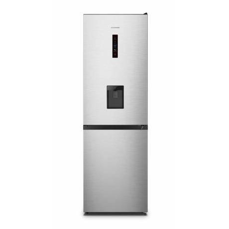 Combina frigorifica Heinner HCNF-HS304XWDE++, Full No Frost, sistem Multi Air-Flow, dozator de apa, clasa energetica: E, capacitate totala: 304 L, control electronic cu display LED si control touch, functie ECO, functie Super congelare, Aspect Inox