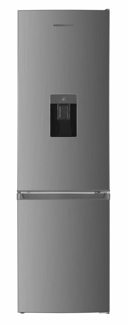 Combina frigorifica Heinner HC-HM260XWDF+, Static, 260 L, Iluminare LED, Usi reversibile, Dozator apa, H 180 cm, Argintiu