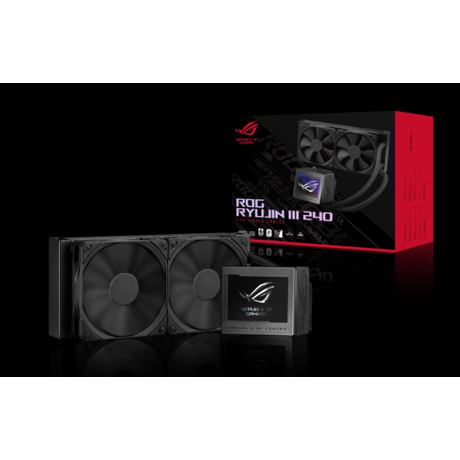 CPU COOLER ASUS ROG RYUJIN III 240  Water Block Water block dimention: 89 x 91 x 101 mm Block Material (CPU Plate): Copper Embedded FAN: YES - Speed: 5100 RPM +/- 10% - Air Pressure: 5.53 mmH2O - Air Flow: 21.08 CFM Pump Pump Solution: 8th gen Asetek pump Motor Speed: 800 - 3600 +/- 10% RPM Radiator