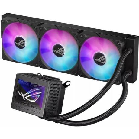 CPU COOLER ASUS ROG RYUJIN III 360 ARGB  Water Block Water block dimention: 89 x 91 x 101 mm Block Material (CPU Plate): Copper Embedded FAN: YES - Speed: 5100 RPM +/- 10% - Air Pressure: 5.53 mmH2O - Air Flow: 21.08 CFM Pump Pump Solution: 8th gen Asetek pump Motor Speed: 800 - 3600 +/- 10% RPM