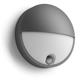 Aplica LED pentru exterior cu senzor de miscare Philips Capricorn, 6W (47W), 600 lm, lumina calda (2700K), IP44, 78x214mm, Antracit